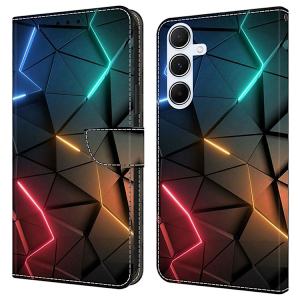 Galaxy A17 5G Konstläder Plånboksfodral Pattern Printing - Light Cracks Svart