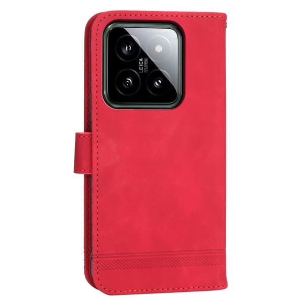 DIERFENG DF-03 för Xiaomi 14 Plånboksfodral Imprinted Konstläder - Röd