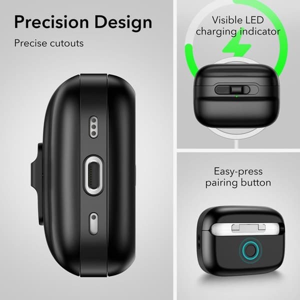 ESR Airpods Pro 1/2 Skal Magsafe Pulse Halolock - Sort Black