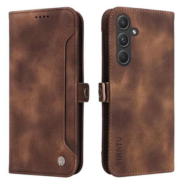 YIKATU Samsung Galaxy A55 5G Konstläder Plånboksfodral PU Flip - Brun