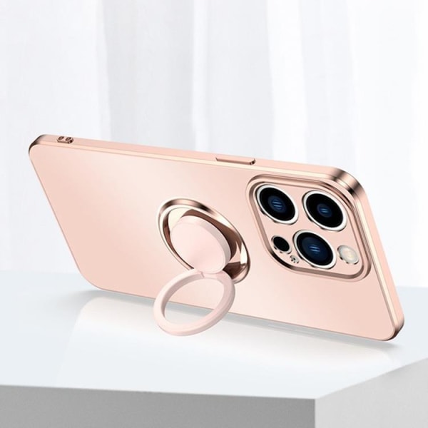 iPhone 14 Plus -kuori rengaskannattimella Electroplating Kickstand - Valkoinen