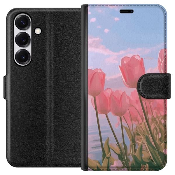 Plånboksfodral till Samsung Galaxy S25 med Rosa Tulpaner