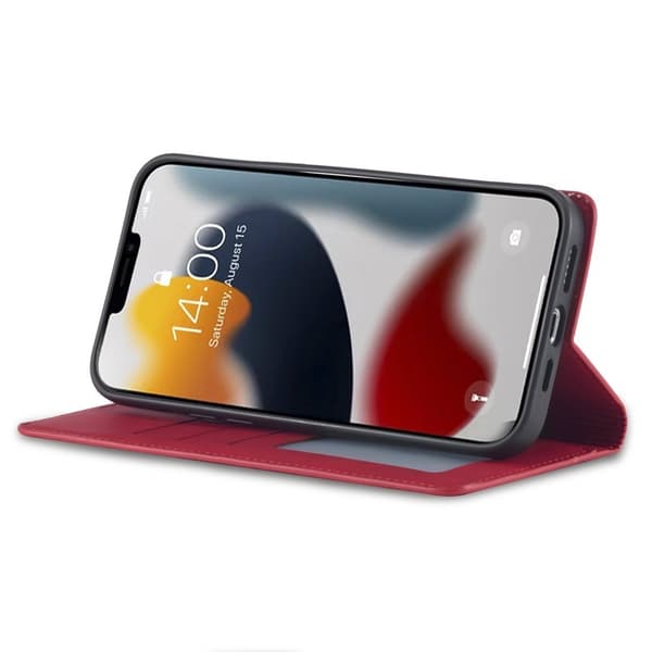 FORWENW iPhone 15 Plus Plånboksfodral i Konstläder - Röd