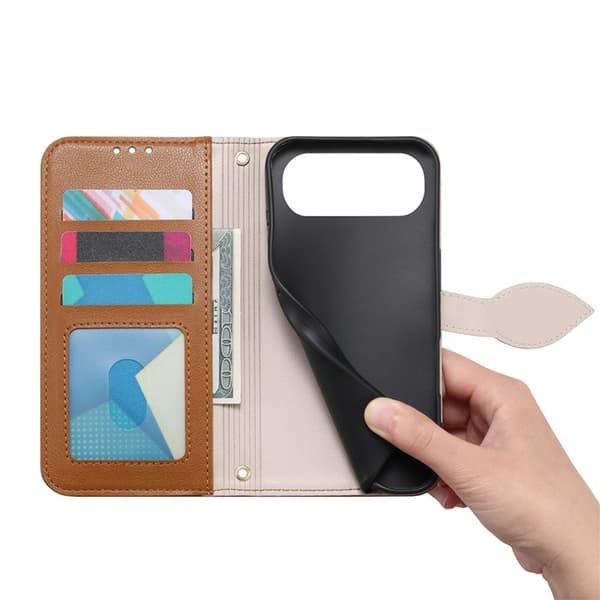 iPhone Air Plånboksfodral Leaf Magnetiskt Spänne Konstläder - Brun Brun