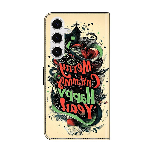 Plånboksfodral för Samsung Galaxy S26 Plus Fällbart Ställ Julgraffiti Mörkgrön