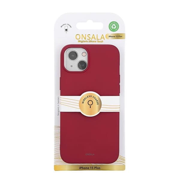 Onsala iPhone 15 Plus Mobilskal MagSafe Silikon - Mørkerød Röd