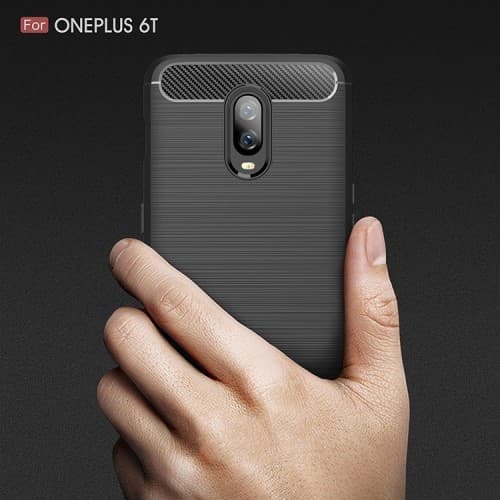 Carbon Brushed Flexicase Skal till OnePlus 6T - Svart Black