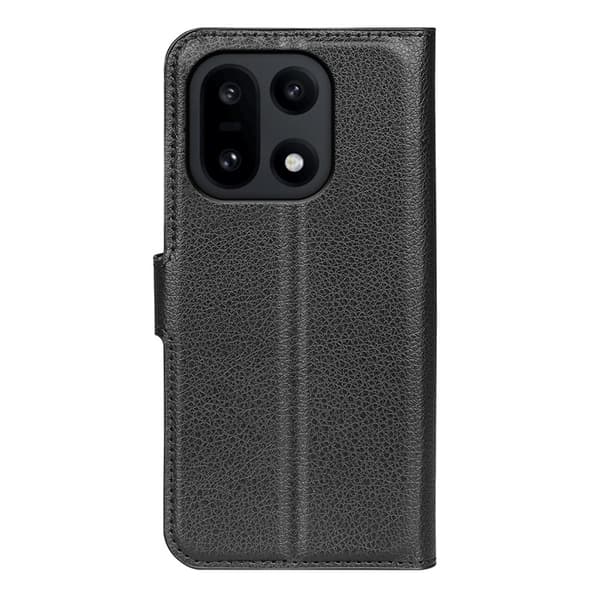 AMORUS OnePlus 15 Konstläder Plånboksfodral Litchi Shockproof Svart