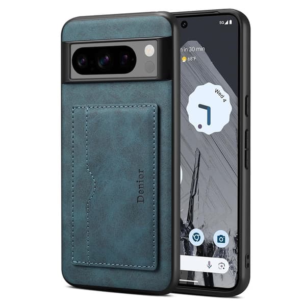 DENIOR Google Pixel 8 Pro Fodral Konstläder Ställ - Blå