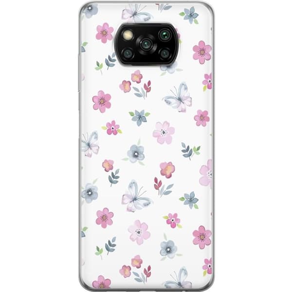 Mobilcover til Xiaomi Poco X3 NFC med Blomster og sommerfugle