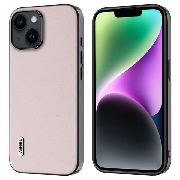 ABEEL Mobilskal till iPhone 14 Plus Glitter Vit PU Läder TPU Skydd