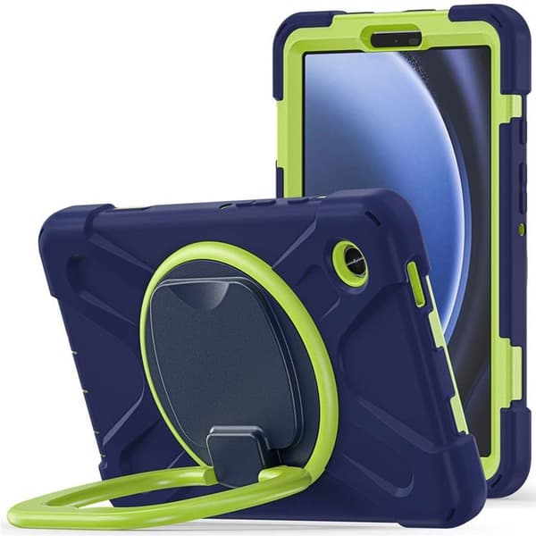 Mobilskal till Galaxy Tab A9 Kickstand Handle Grip - Blå / Gulgrön Blå