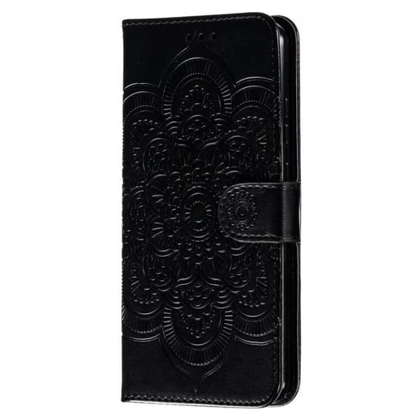 Samsung Galaxy S26 Plus Plånboksfodral Konstläder Mandala Tryck - Svart