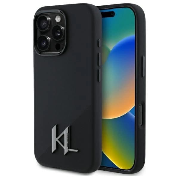 Karl Lagerfeld Mobilskal till iPhone 16 Pro MagSafe Shadow Metal Initial Svart
