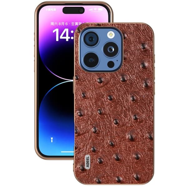ABEEL Mobilskal till iPhone 16 Pro Electroplating Äkta Läder - Brun