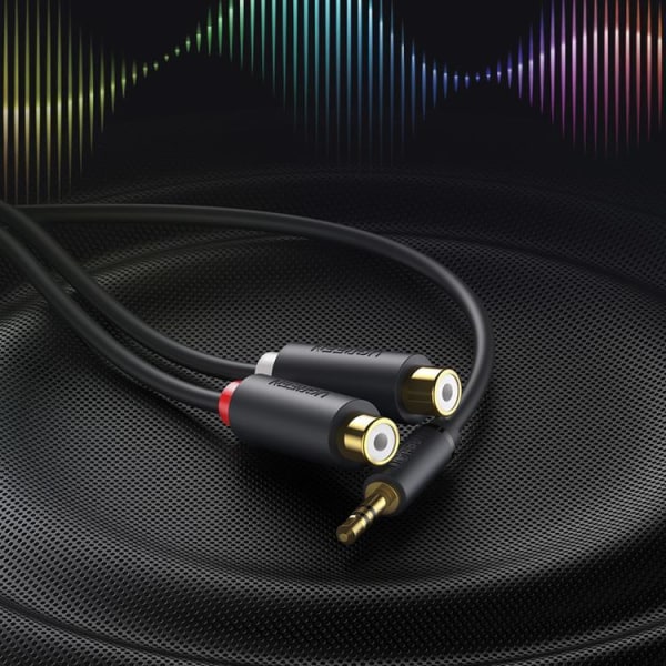 Ugreen Audio Adapter Jack 3,5 mm til 2xRCA Kabel 0,25 m - Grå