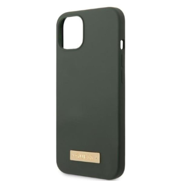 Guess iPhone 13 Case MagSafe Silicone Logo Plate - Khaki