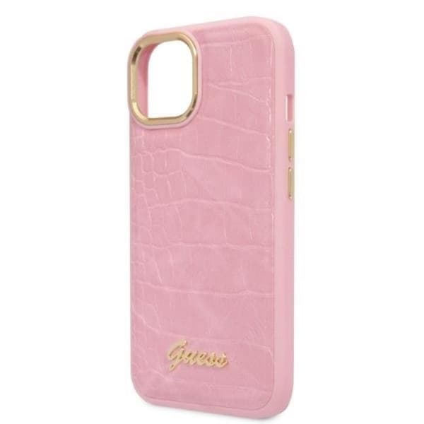 GUESS iPhone 14 Plus Skal Croco Collection - Rosa Rosa