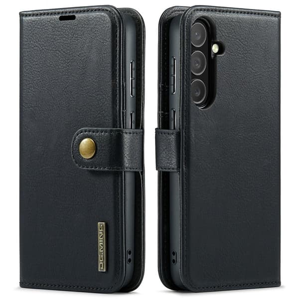 DG.MING Samsung Galaxy S25 FE Plånboksfodral Äkta läder Svart