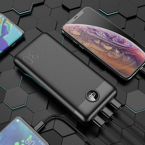 VEGER Powerbank 30000 mAh PD QC 3.0 3A 20W L30 - Svart