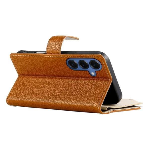 Samsung Galaxy S26 Plus Plånboksfodral Dragkedja Konstläder Flip - Brun