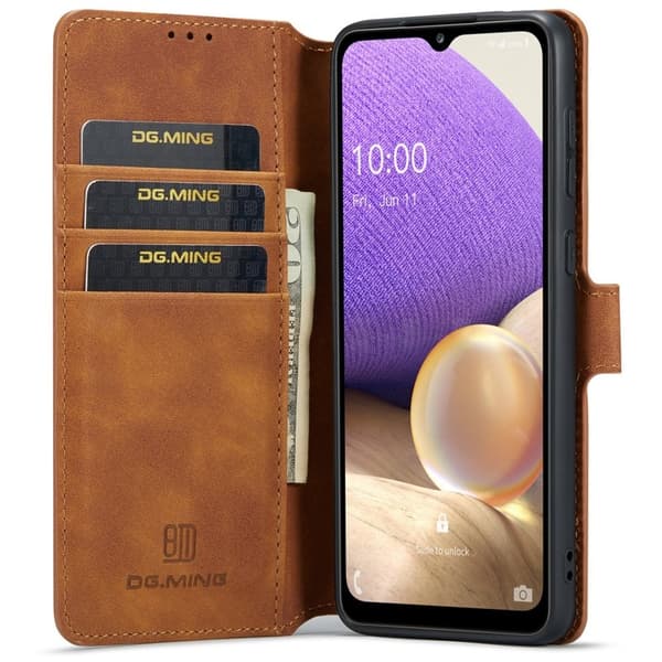 DG.MING Samsung Galaxy A33 5G Konstläder Plånboksfodral Retro Brun