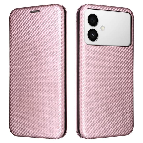 Mobilskal till Samsung Galaxy S26 Edge Kolfiber PU Läder - Roséguld