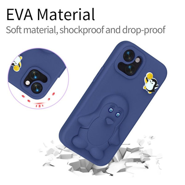 Penguin Mobilskal till iPhone 14/13 Kickstand Stöttålig EVA - Blå