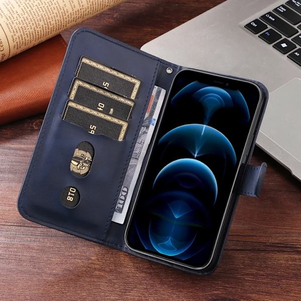 iPhone 17 Pro Max Konstläder Plånboksfodral Zipper - Blå Blå