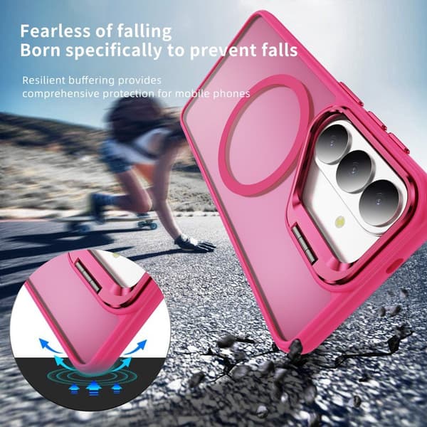 Mobilskal för Samsung Galaxy S26 Plus Magnetiskt Kickstand PC + TPU - Rosa