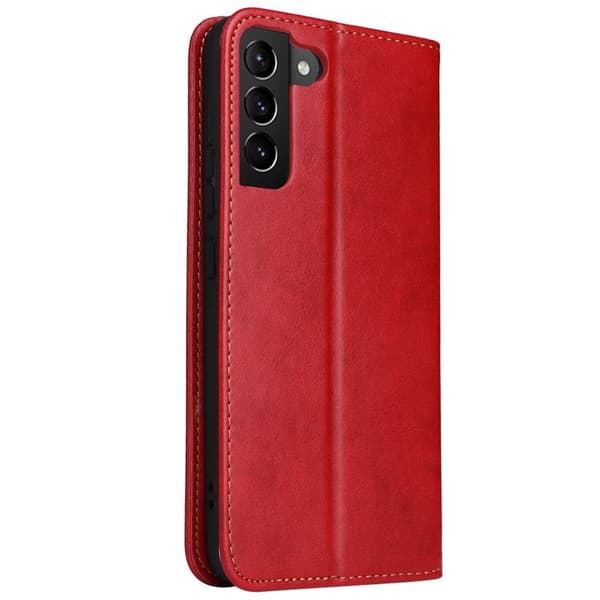FIERRE SHANN Samsung Galaxy S22 5G Plånboksfodral Konstläder - Röd