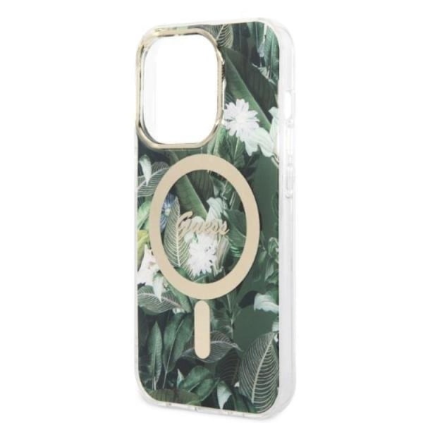 GUESS iPhone 14 Pro Max Magsafe Skal Jungle + Trådlös Laddare - Grön