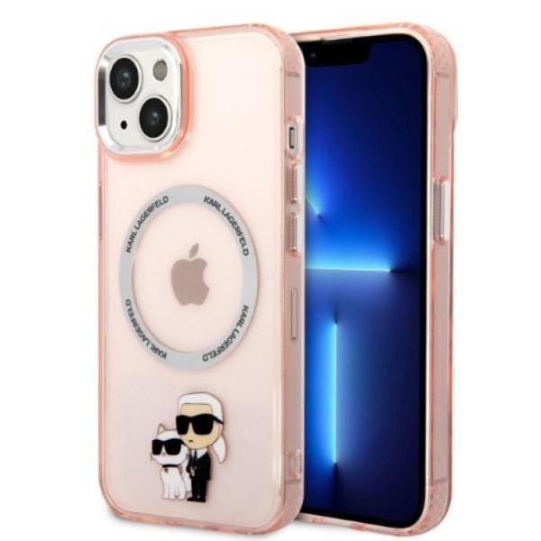 Karl Lagerfeld iPhone 14 Plus Skal Magsafe Iconic Karl & Choupette - Rosa