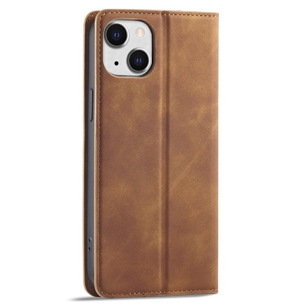 FORWENW iPhone 15 Plus Plånboksfodral i Konstläder - Brun