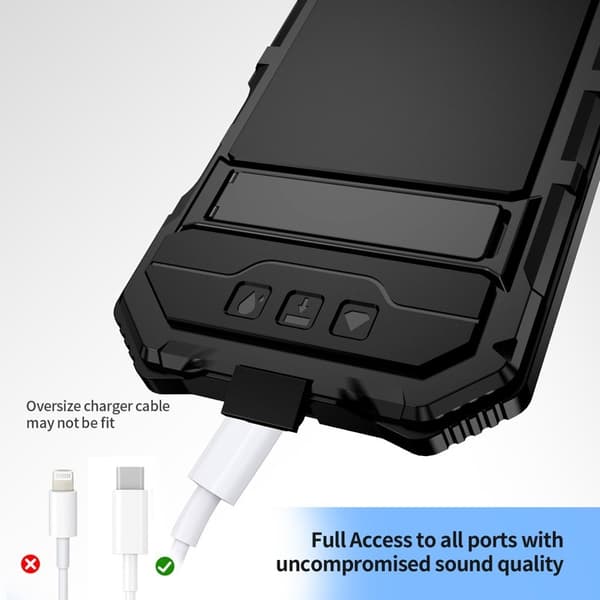 R-JUST Mobilskal till iPhone 16 Plus PC+Silicone+Metal Ställ - Svart