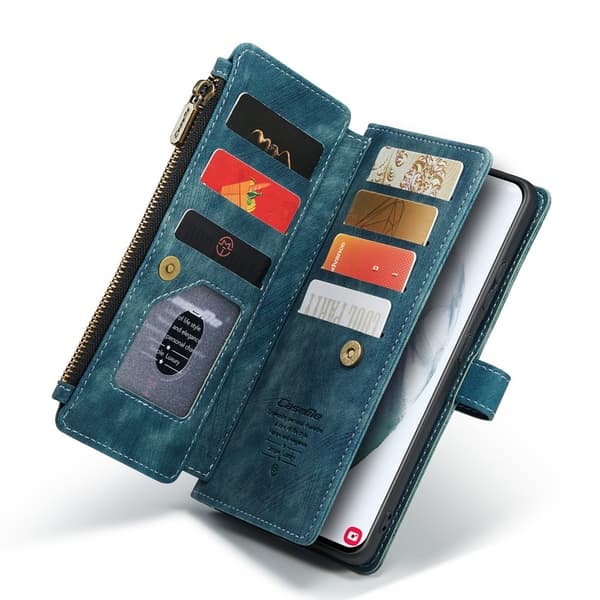 CASEME Konstläder Plånboksfodral för Samsung Galaxy S22+ 5G - Blå