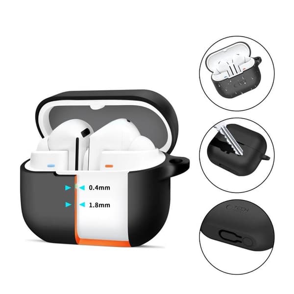 Tech-Protect Galaxy Buds 3/3 Pro Skal Silikon Hook - Svart Svart