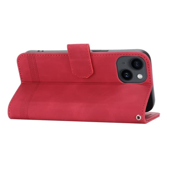 DIERFENG DF-03 Plånboksfodral för iPhone 14 i Imiterat Konstläder - Röd