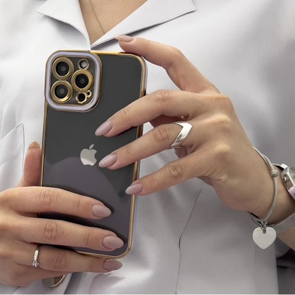 iPhone 12 Pro Skal Gold Frame - Lila