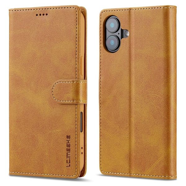 LC.IMEEKE iPhone 16 Plus Plånboksfodral Konstläder - Gul