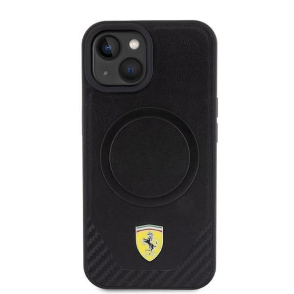 Ferrari iPhone 15 Mobilskal Magsafe Carbon Metal Logo - Svart