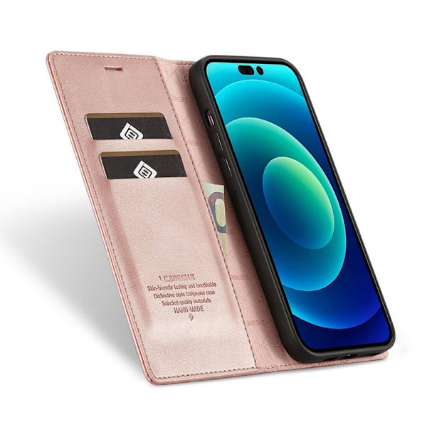 LC.IMEEKE iPhone 14 Pro Max Plånboksfodral Konstläder - Rosa
