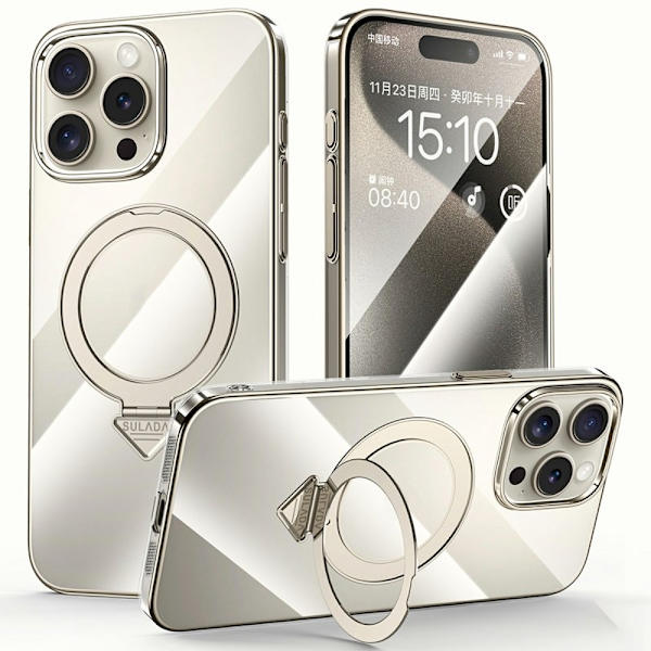 SULADA Mobilskal till iPhone 15 Pro Max MagSafe Ställ Clear PC Grå