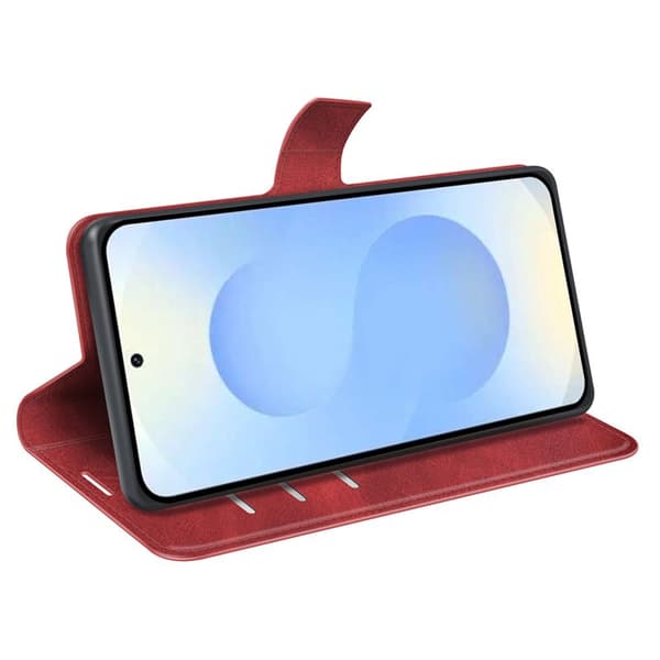 Mobilskal för Samsung Galaxy S26 Plus Stativ Anti-Scratch Konstläder - Röd