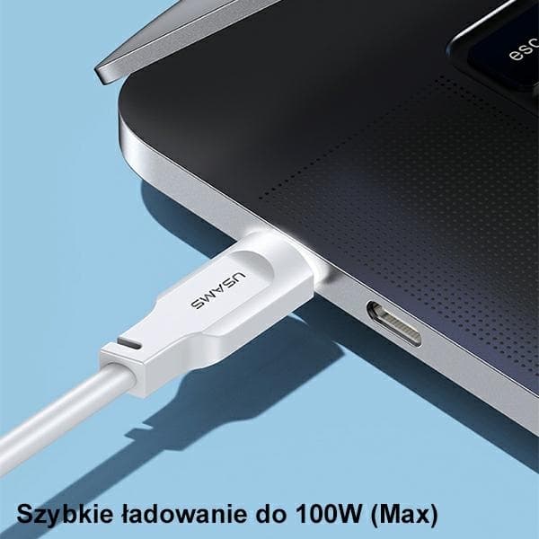 USAMS USB-C/USB-C Kabel SJ567 Lithe Series 100W 1.2m Svart
