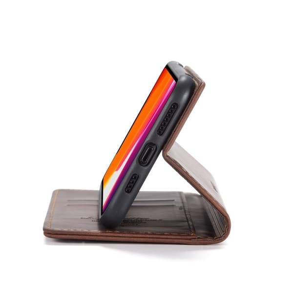 CASEME 013 Flip Konstläder Plånboksfodral för iPhone 11 Pro Max - Brun