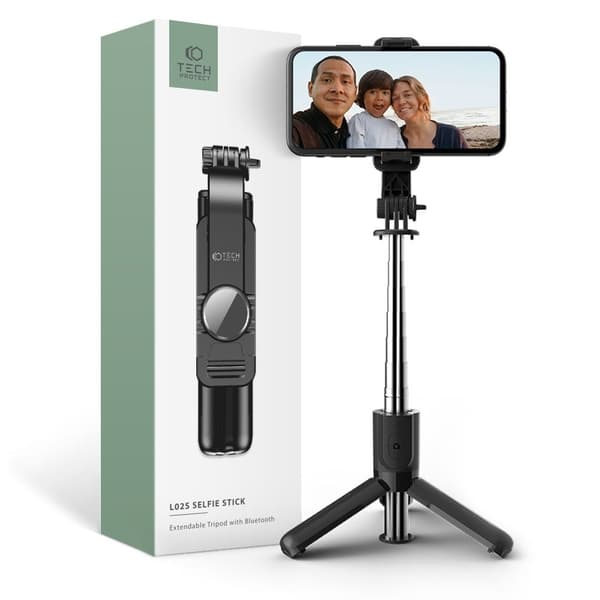 Tech-Protect Trådlös Selfiestick Tripod L02S - Svart Svart