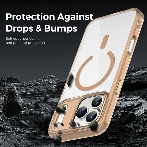 Mobilskal till iPhone 17 Pro Max MagSafe Transparent TPU+PC - Guld Guld