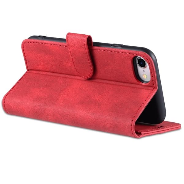 AZNS iPhone SE (2022)/SE (2020)/8/7 Plånboksfodral Konstläder - Röd