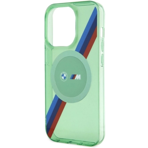 BMW iPhone 15 Pro Mobiltaske Magsafe M Tricolor Stripes - Grøn